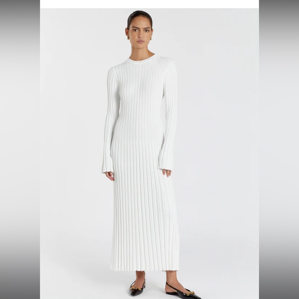 ADA OFF WHITE LONG SLEEVE MIDI DRESS